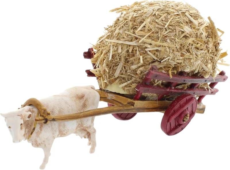 Moranduzzo Wagen mit Heu Geeignet für Krippe 6 cm Massstab 1:32 – MINI 6 – Unzerstörbare Figuren, Ha