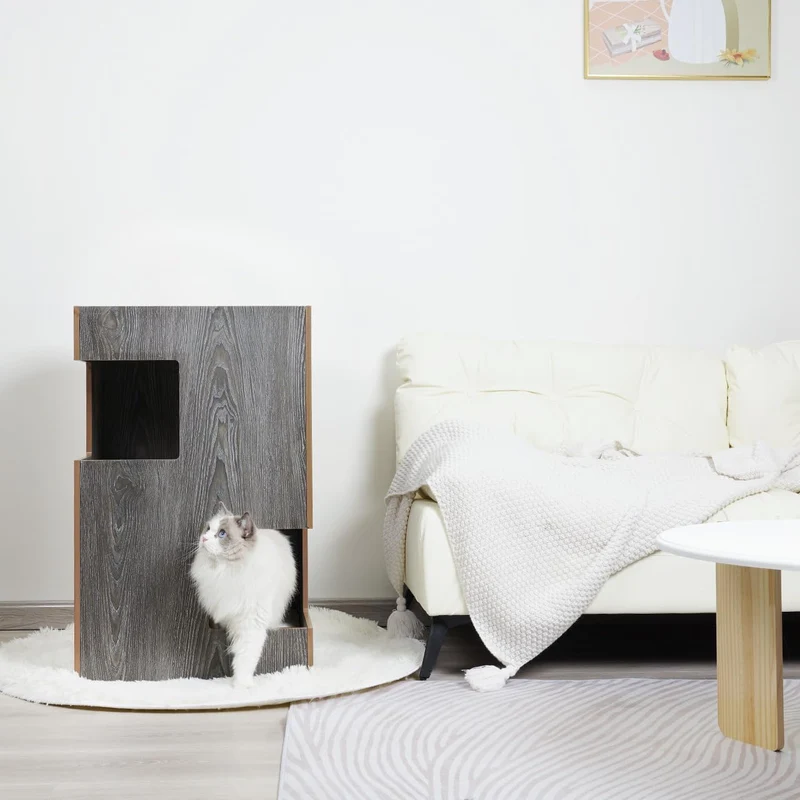 CanadianCat Company | Premium Katzenbett, Katzenhöhle Cat Castle Katzenturm mit Katzenhöhlen aus Hol