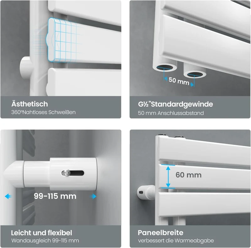 Heilmetz Badheizkörper Flach Design Heizkörper Handtuchtrockner für Badezimmer Handtuchheizkörper mi