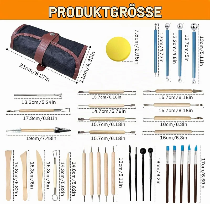 36 Stück Töpferwerkzeug Set Modellierwerkzeug Ton Werkzeug Töpferset Polymer Clay Tools Modelierwerk
