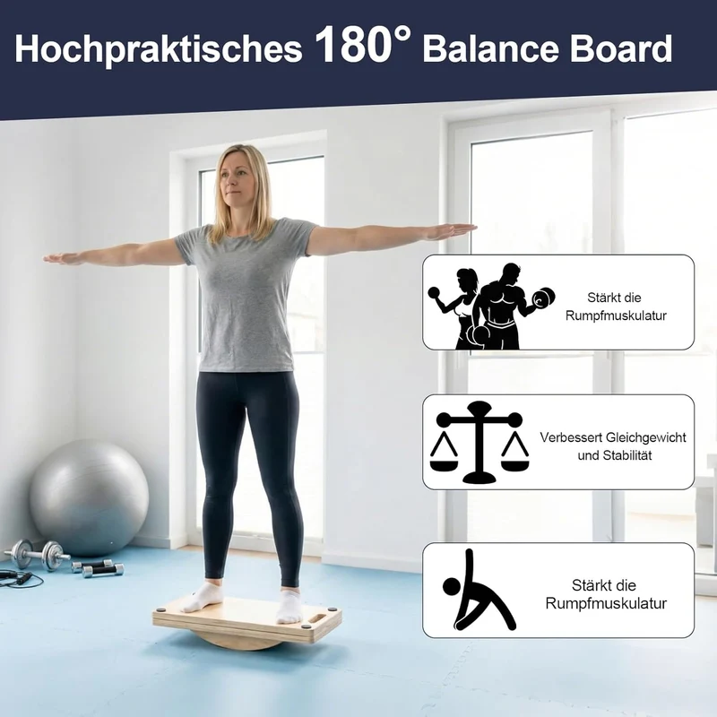 Wadendehner Schrägbrett aus Holz, 3 in 1 Stretch Board Balance Board mit 5 Winkeln und Tragegriff, K