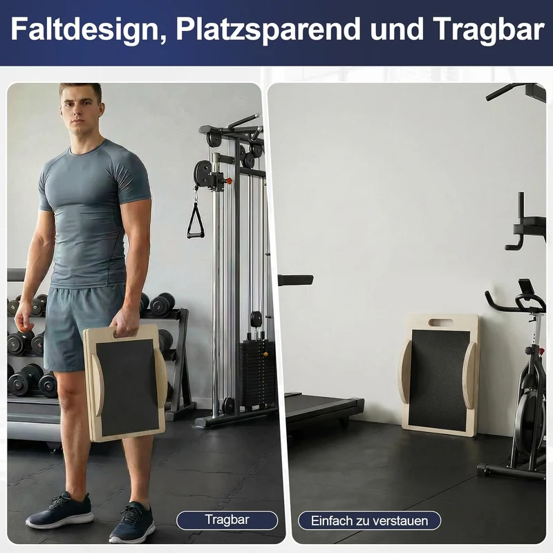 Wadendehner Schrägbrett aus Holz, 3 in 1 Stretch Board Balance Board mit 5 Winkeln und Tragegriff, K