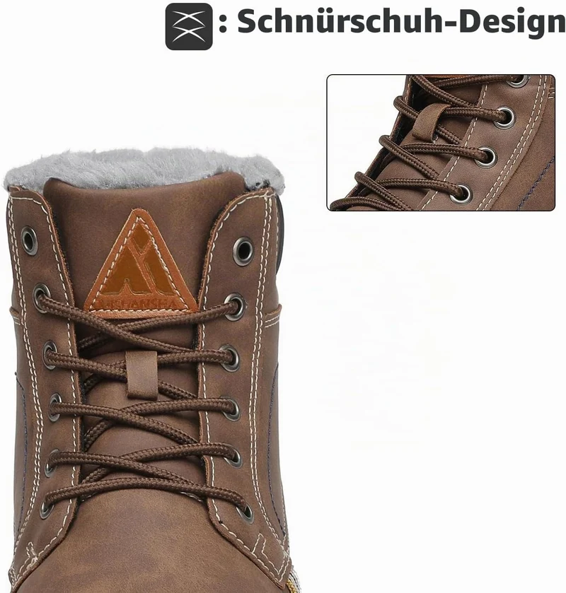 Mishansha Unisex Winterschuhe Winterstiefel mit Warm Gefüttert, Gr. 36-48 43 EU Kaffee Braun, 43 EU