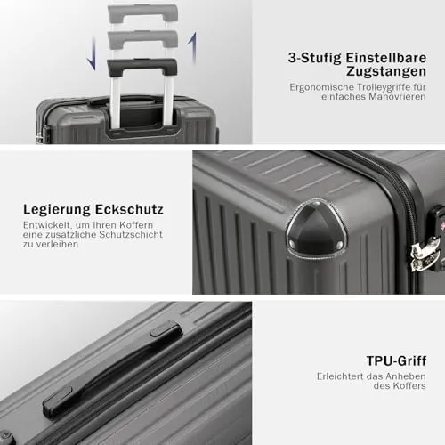 COOLIFE Koffer Trolley-Koffer Hartschalen-Koffer Rollkoffer Reisekoffervon ABS-Material mit TSA-Schl