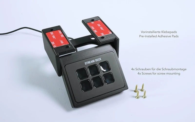 Tischhalterung passend für Elgato Stream Deck – versenkbar & clean, Klebe- oder Schraubmontage, komp