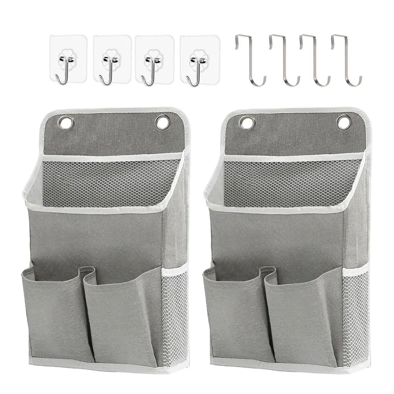 2 Stück Hängeorganizer Grau, Wandorganizer mit Taschen, Türregal Stoff Hängeaufbewahrung für Bad, Sc