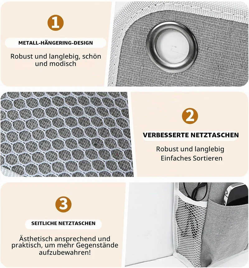2 Stück Hängeorganizer Grau, Wandorganizer mit Taschen, Türregal Stoff Hängeaufbewahrung für Bad, Sc