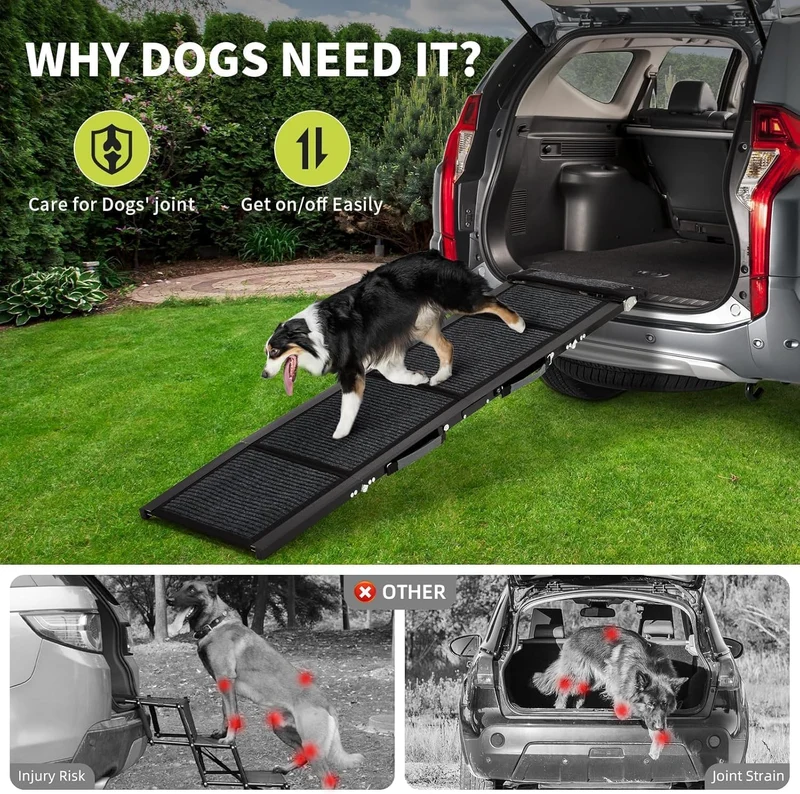 Hunderampe Klappbar Hundetreppe Auto Haustiertreppe Stufen für Hunde Haustier bis Zu 120 kg, Auto Tr
