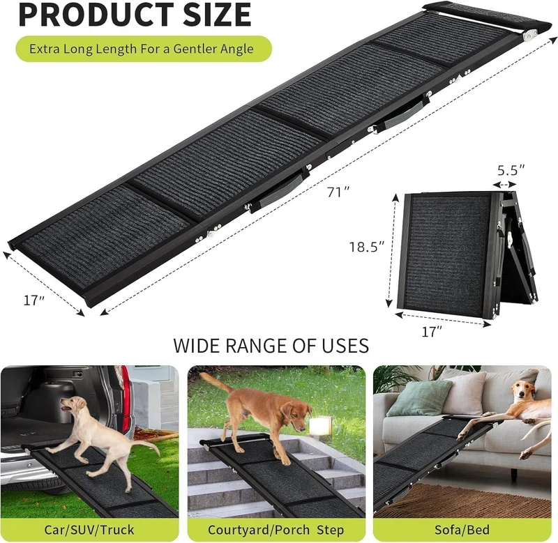 Hunderampe Klappbar Hundetreppe Auto Haustiertreppe Stufen für Hunde Haustier bis Zu 120 kg, Auto Tr