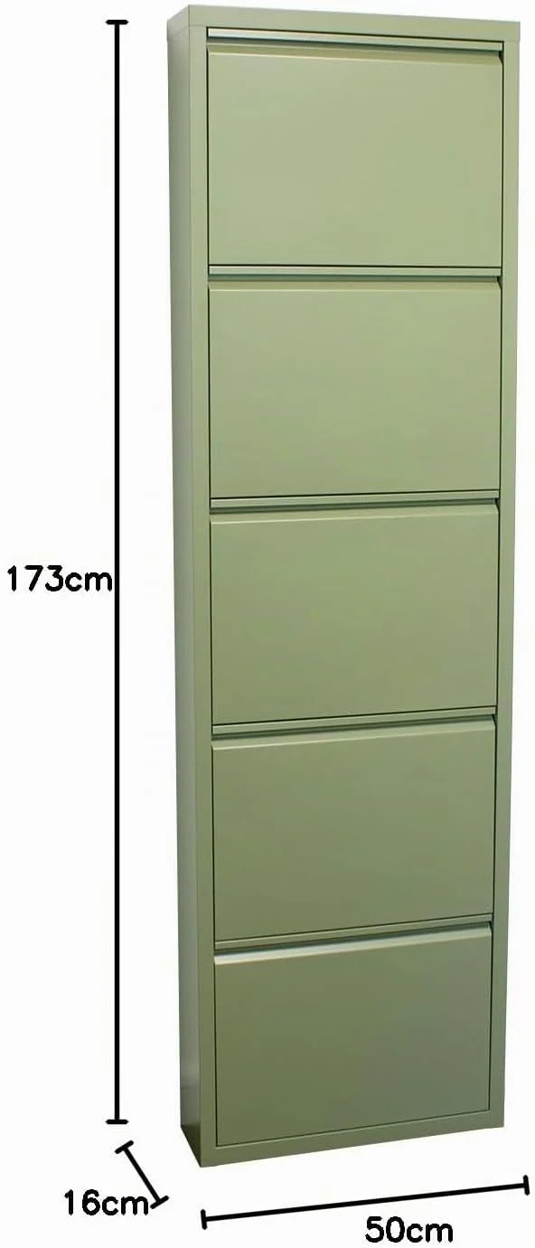 ebuy24 Schuhkommode Schuhkipper Metall Klappschrank - Schuhschrank Pisa 5 Klappen grün 50x173x16 cm