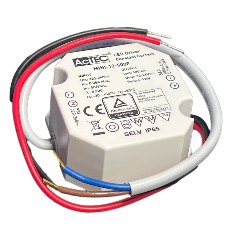 A2ZWORLD Mini LED-Treiber IP65, Konstantstrom 500 mA 12 V-24 VDC 12 W, geringe Grösse 50 x 48 x 24 m