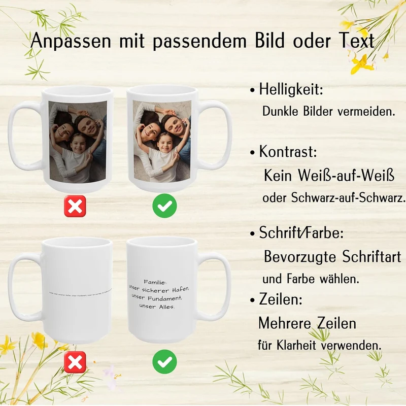 Individuelle Tasse mit Bild oder Text Ihrer Uploads, personalisierte Tasse, mikrowellen- und spülmas