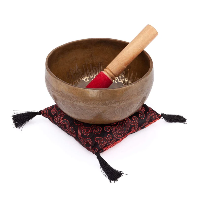 Bodhi Tibetische Klangschale Ø 16 cm | Singing Bowl mit Baum des Lebens Gravur | Handgefertigtes Kla