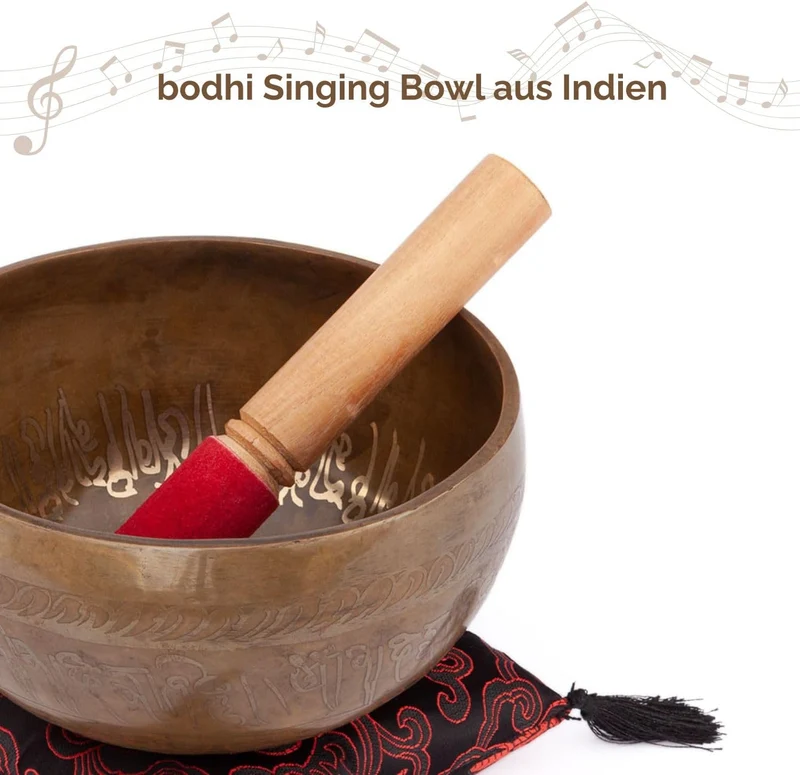 Bodhi Tibetische Klangschale Ø 16 cm | Singing Bowl mit Baum des Lebens Gravur | Handgefertigtes Kla
