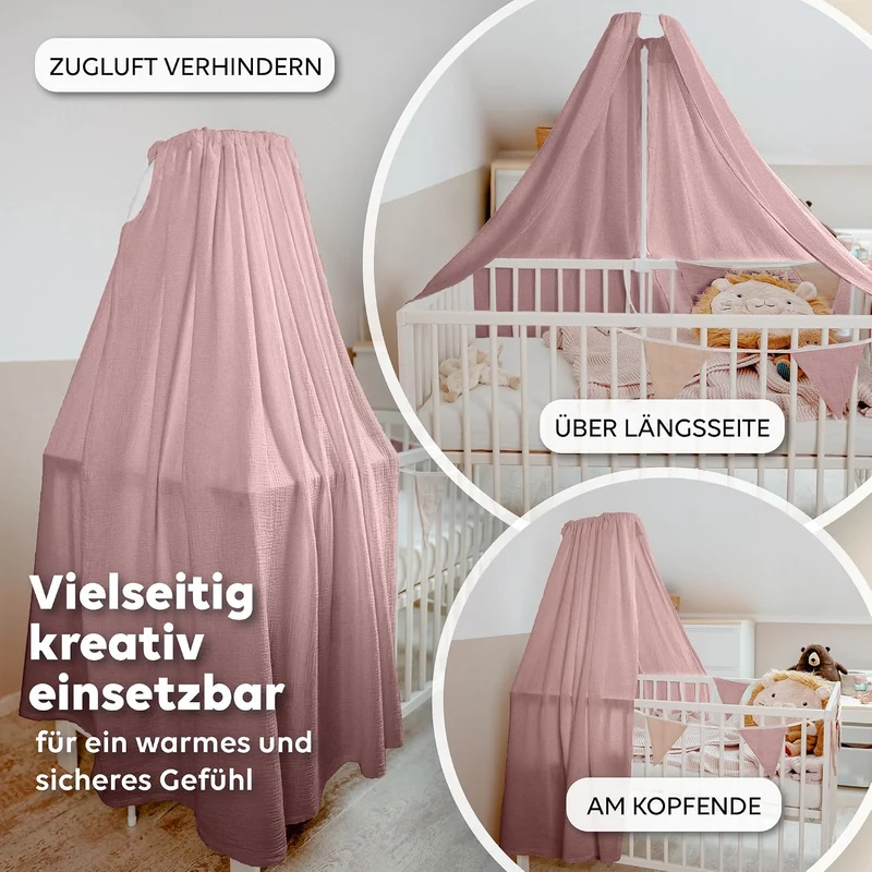 lilimaus Betthimmel Babybett in 12 Farben [inkl. Himmelstange] - Himmel Babybett aus 100% Baumwolle