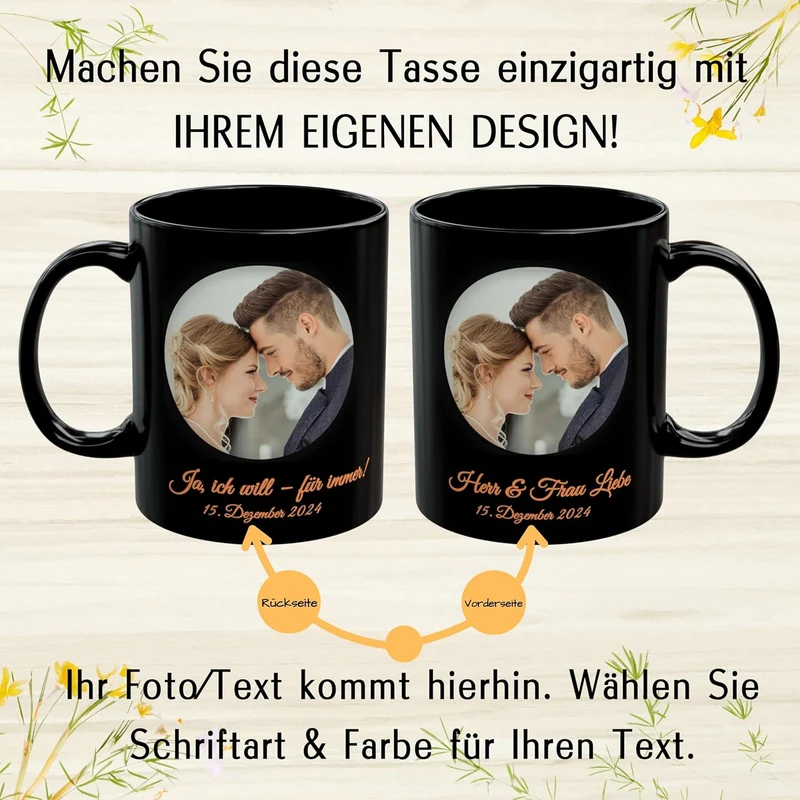 Individuelle Tasse mit Bild oder Text Ihrer Uploads, personalisierte Tasse, mikrowellen- und spülmas
