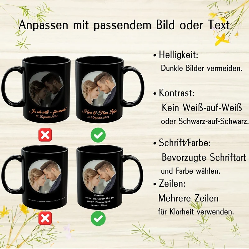 Individuelle Tasse mit Bild oder Text Ihrer Uploads, personalisierte Tasse, mikrowellen- und spülmas