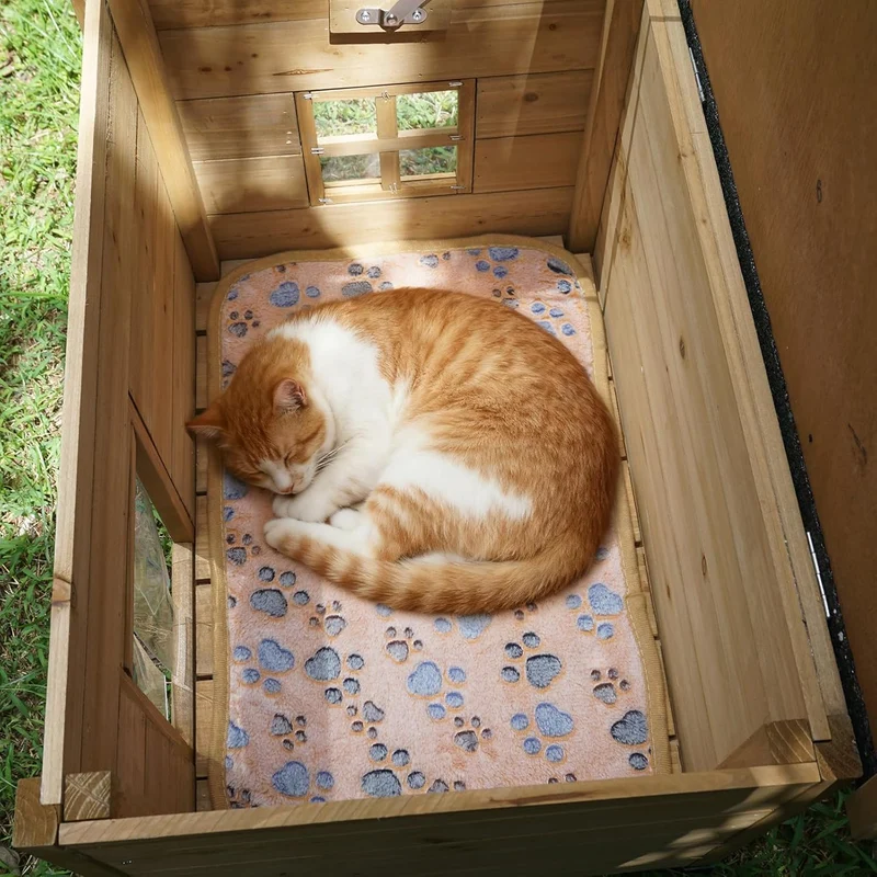 Holz-Katzenhaus für den Aussenbereich mit wasserdichtem Asphaltdach, geeignet für Welpen und kleine
