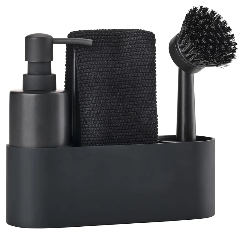 Zone Singles Dishwashing Set 22 x 6,7 x 19 cm 4 DELE Black 22cm Schwarz, 22cm Schwarz
