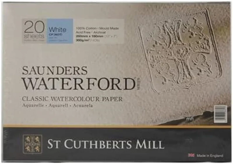 St Cuthberts Mill Saunders Waterford Aquarellpapier T46330001011C: 300 g/m², Feinkorn, Aquarellblock