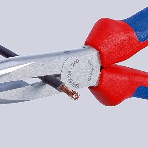 Knipex Flachrundzange mit Schneide (Storchschnabelzange) schwarz atramentiert, mit Befestigungsöse z