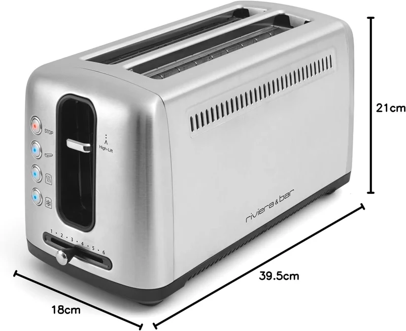 Riviera & Bar GP540A Toaster, 2 Schlitze, extralang, Edelstahl