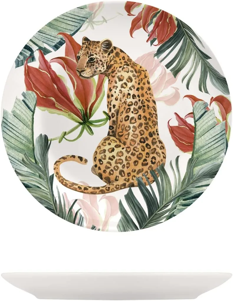 H&h set 6 piatti frutta exotic in new bone china avorio decorato cm 21