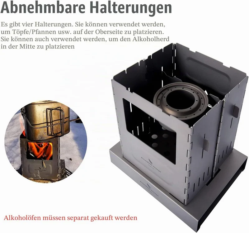 Boundless Voyage Campingkocher, tragbar, zusammenklappbar, Titanofen, Holzofen, leicht, kompakt, lan