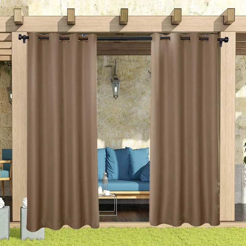 ele ELEOPTION Outdoor Vorhänge Wasserabweisend, UV Schutz Outdoor Vorhang mit Ösen,Winddicht Blickdi
