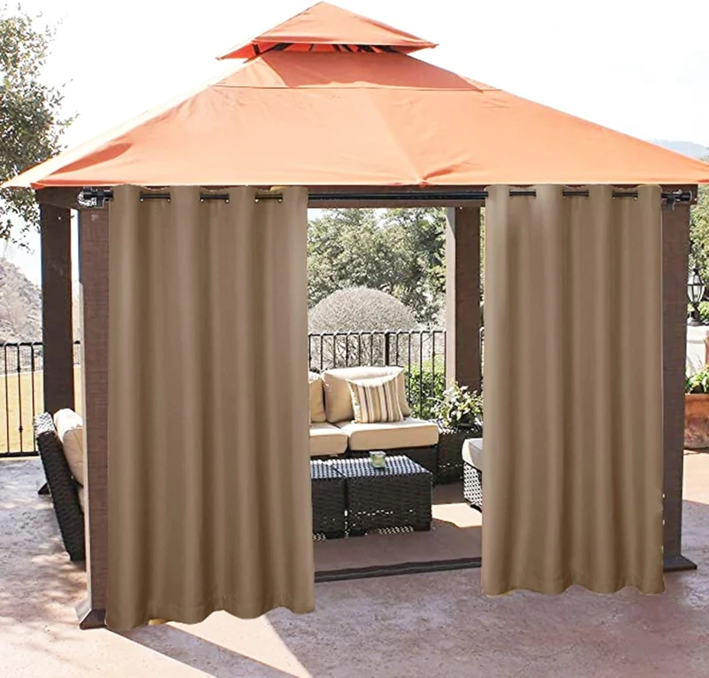 ele ELEOPTION Outdoor Vorhänge Wasserabweisend, UV Schutz Outdoor Vorhang mit Ösen,Winddicht Blickdi
