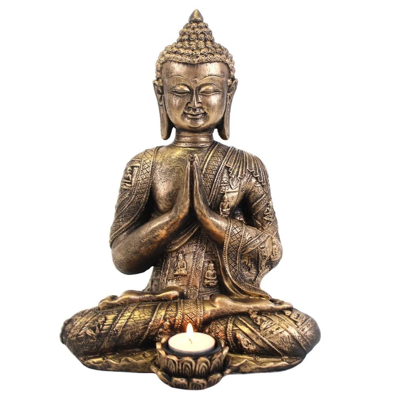 Jones Home and Gift Grosse Buddha-Teelichthalter, Bronze und Gold