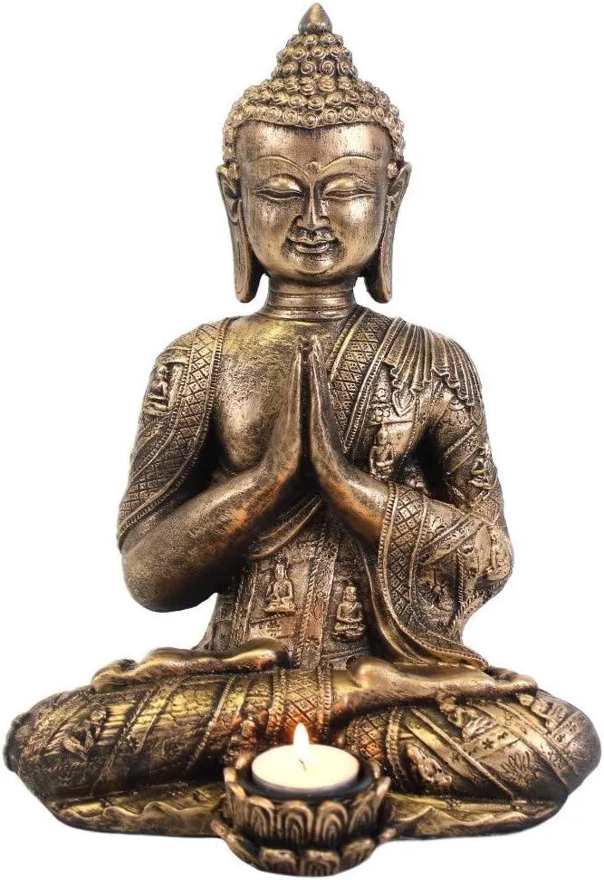 Jones Home and Gift Grosse Buddha-Teelichthalter, Bronze und Gold