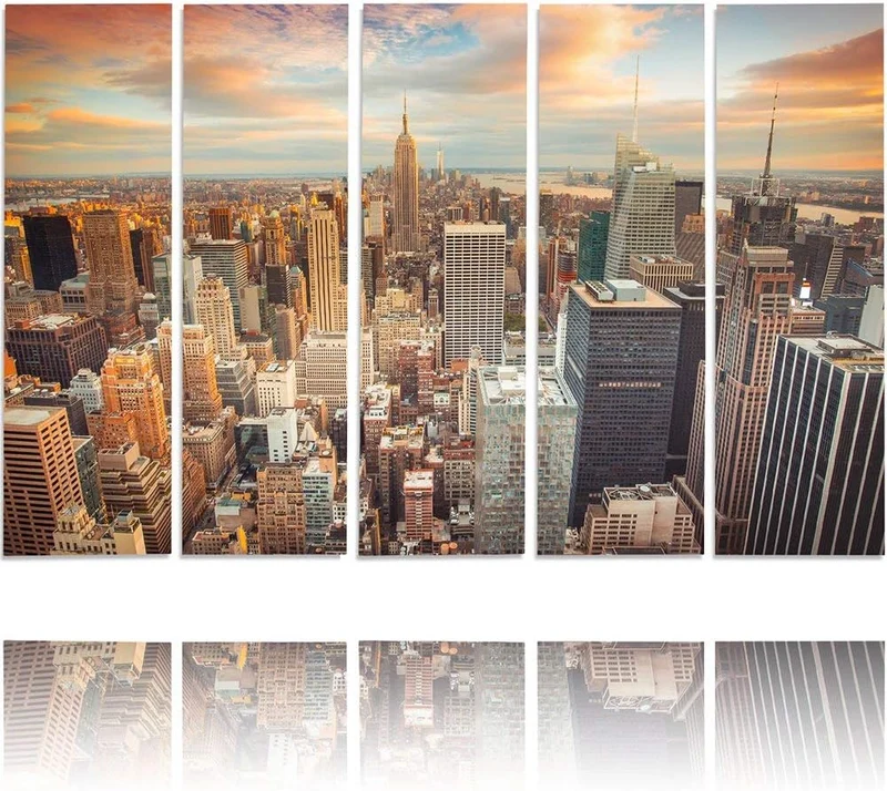 Feeby. Leinwandbild - 5 Teile - Bilder, Wand Bild, Wandbilder, Kunstdruck XXL, 5-Teilig, (NEW YORK,