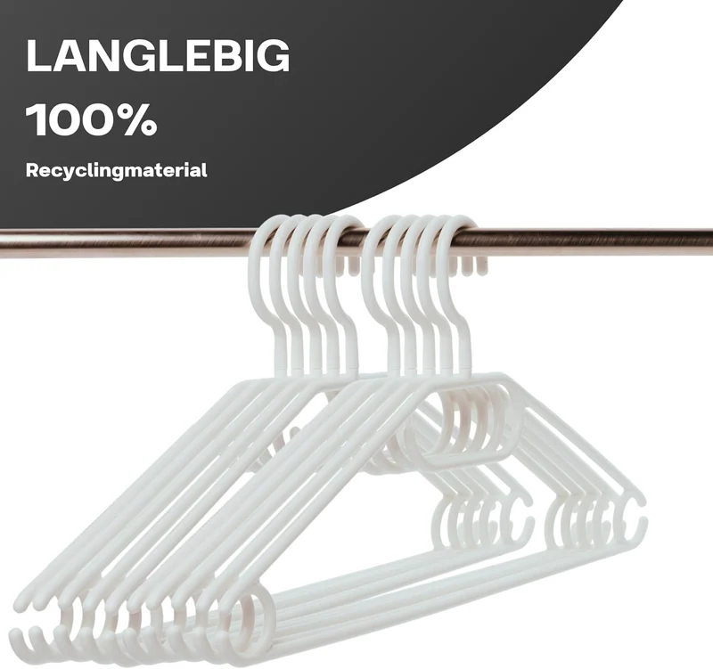 Sustania Kleiderbügel Weiss 20 Stück Mit Drehbaren Haken, Kunststoff, Plastik, Made in EU, Platzspar