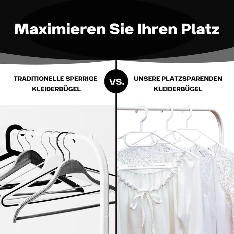 Sustania Kleiderbügel Weiss 20 Stück Mit Drehbaren Haken, Kunststoff, Plastik, Made in EU, Platzspar