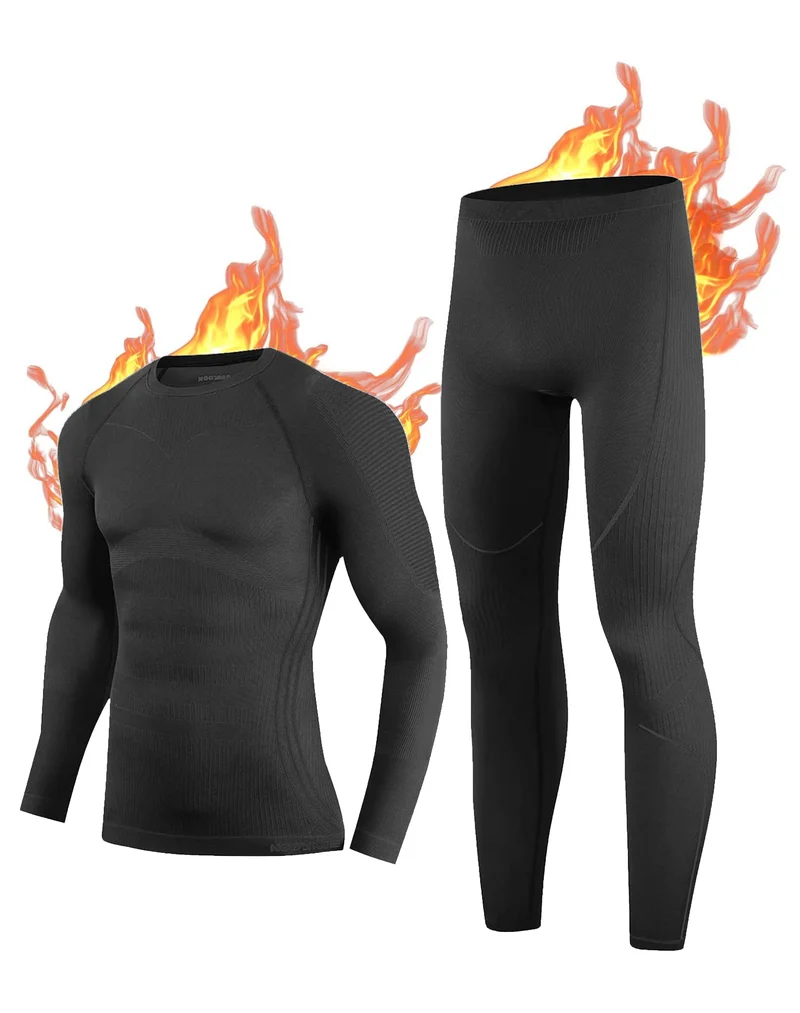 NOOYME Thermounterwäsche Herren Elastisch Funktionsunterwäsche Herren Weich Thermo Unterwäsche Männe
