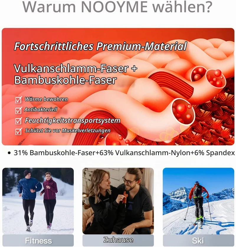 NOOYME Thermounterwäsche Herren Elastisch Funktionsunterwäsche Herren Weich Thermo Unterwäsche Männe