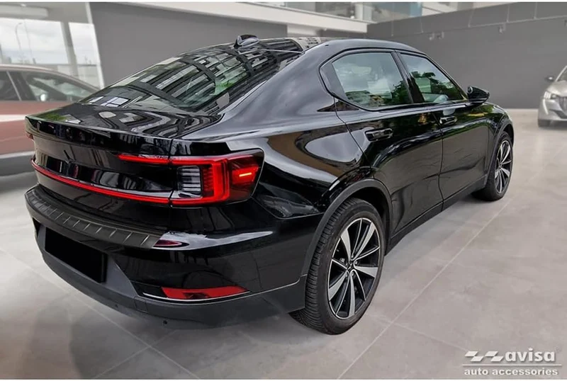 Avisa Schwarz Edelstahl Heckstossstangenschutz kompatibel mit Polestar 2 2019-2023 & Facelift 2023-