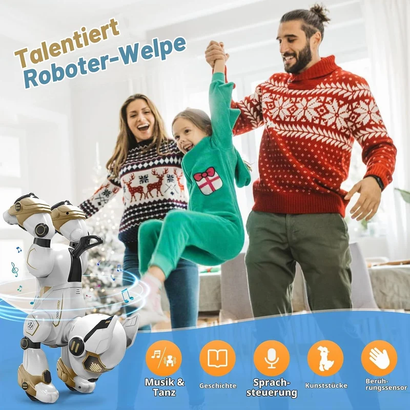 PRANITE Roboter Hund, Programmierbarer Roboterhund Kinder Ferngesteuerter Spielzeug, Wiederaufladbar