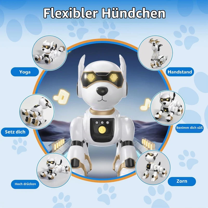 PRANITE Roboter Hund, Programmierbarer Roboterhund Kinder Ferngesteuerter Spielzeug, Wiederaufladbar