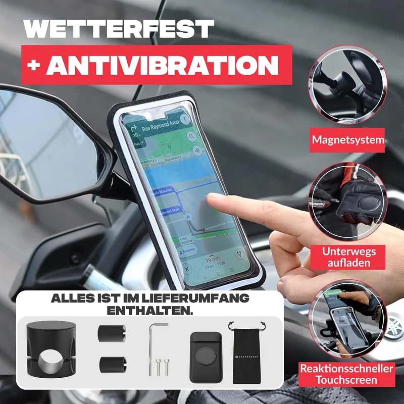 Shapeheart französische Innovation, magnetische Telefonhalterung PRO für Rückspiegel mit abnehmbarer