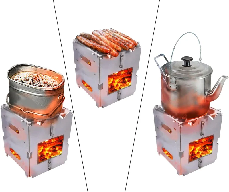 Notfallkocher (Hobo-Kocher) | Kochen und Grillen ohne Strom | für Blackout & Camping | faltbar & kom
