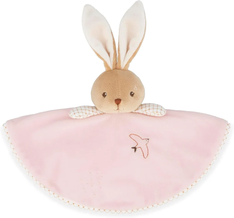KALOO - Rundes Schmusetuch in Hasenform - Rosa - Vichy-Stil - Grösse 24 cm - Weiches und Flauschiges