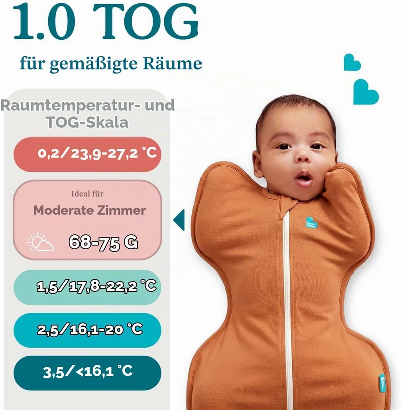 Love To Dream Pucksack, Bambus-Viskose, ideal für Moderate Temperaturen 20-24°C, Arme hoch Position,