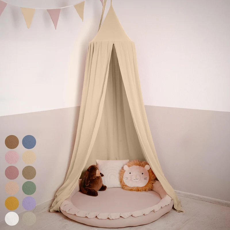 Baldachin Kinderzimmer [in 12 Farben] - Betthimmel aus 100% Baumwolle Musselin Handmade für Mädchen