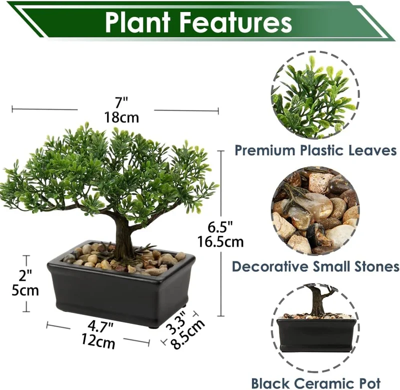 Briful Kunstbonsai Naturgetreue Künstliche Pflanze Kunstbaum Bonsai Zeder Kiefer Podocarpus Plastik