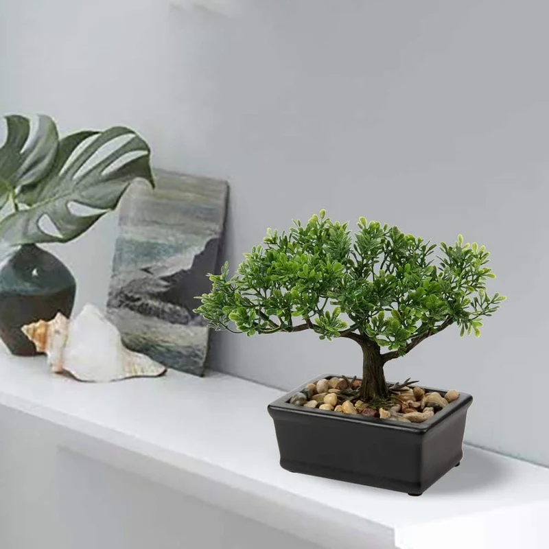 Briful Kunstbonsai Naturgetreue Künstliche Pflanze Kunstbaum Bonsai Zeder Kiefer Podocarpus Plastik