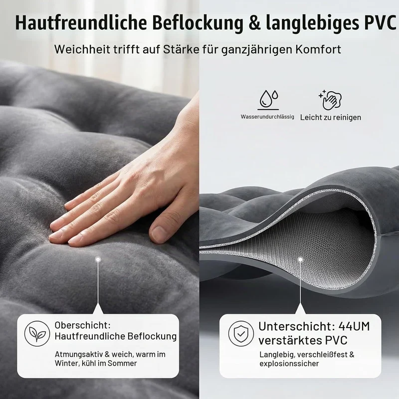 Auto Luftmatratze für Camping und Reisen, Aufblasbare Matratze mit 2 aufblasbaren Kissen & Luftpumpe