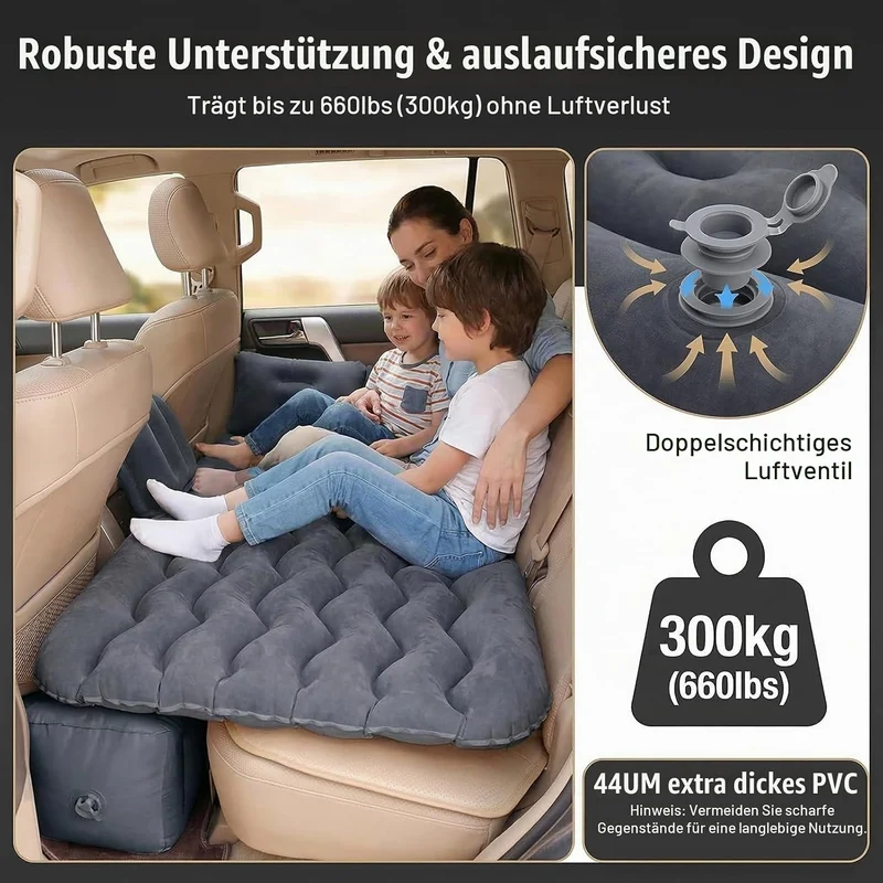 Auto Luftmatratze für Camping und Reisen, Aufblasbare Matratze mit 2 aufblasbaren Kissen & Luftpumpe