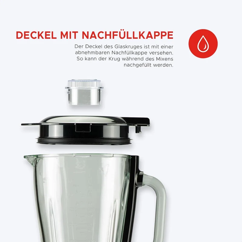 Bourgini Power Blender 1.75L- Standmixer Glas - 1000 Watt - Mixer Smoothie maker - Blender to go mit